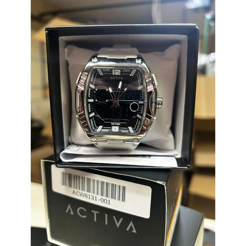 activa venzis x invicta digital men's watch 50mm white acw8131-001